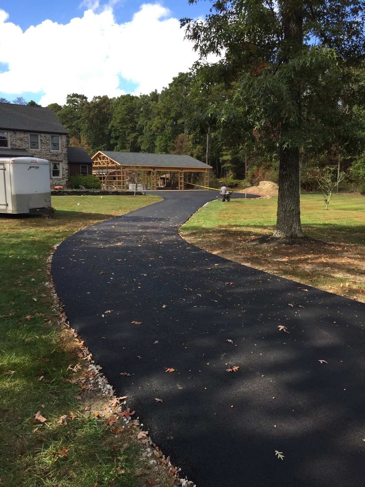 Curved asphalt driveway installation - Harrison Paving